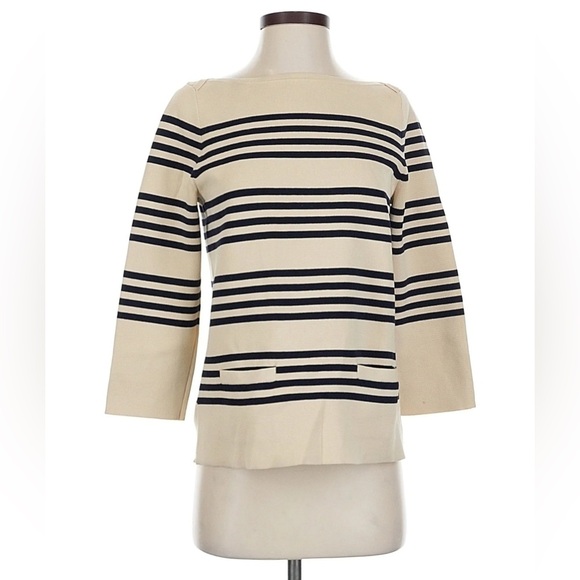 J. Crew Tops - J. Crew Cream and Black Striped Blouse